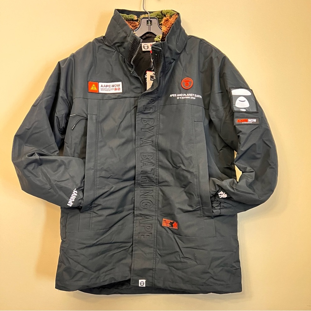 NWT-AAPE by A Bathing Ape, BAPE, Black Jacket 3 in 1 Coat - Men- Lg Women L/XL